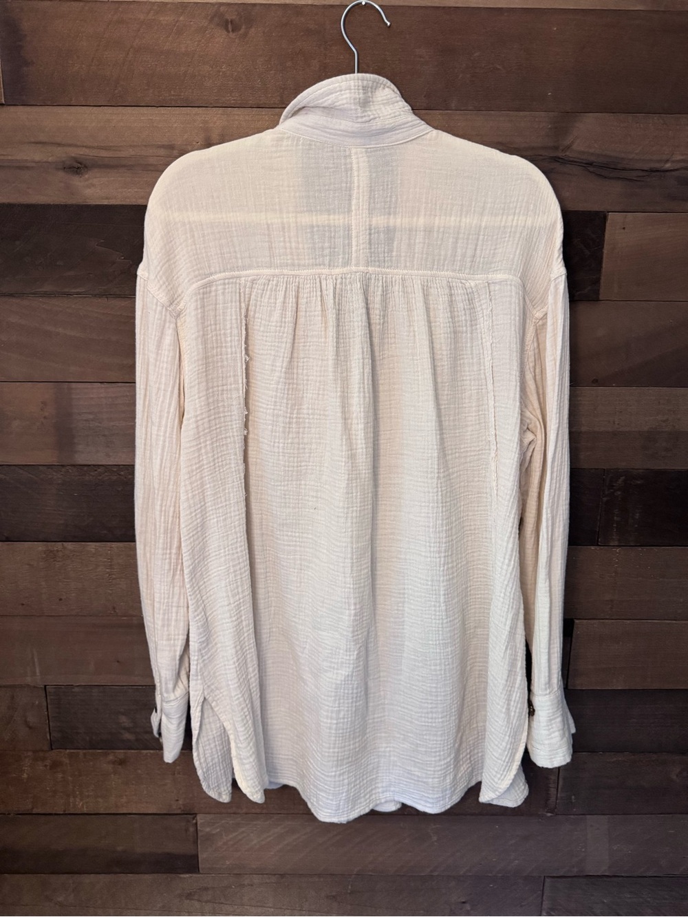 Free People Cream Button-Front Tunic Top - Picture 2 of 3